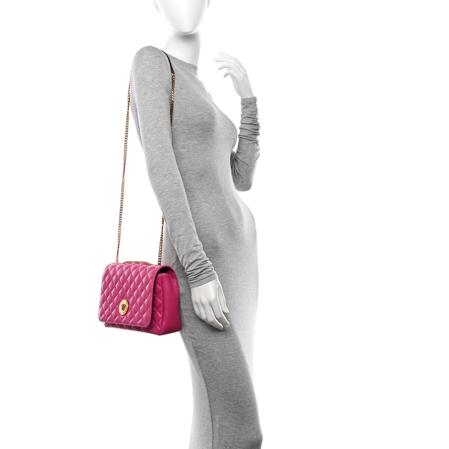 Versace Nappa Quilted Medusa Chain Crossbody Pink 2 of 12