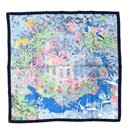Hermes Silk Faubourg Tropical Scarf 90 Bleu Jean Vert Jaune Sofre 1 of 6