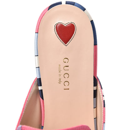 Gucci Satin GG Wallpaper Womens Princetown Slippers 38.5 Pink Flamboyant Blue Black 5 of 7