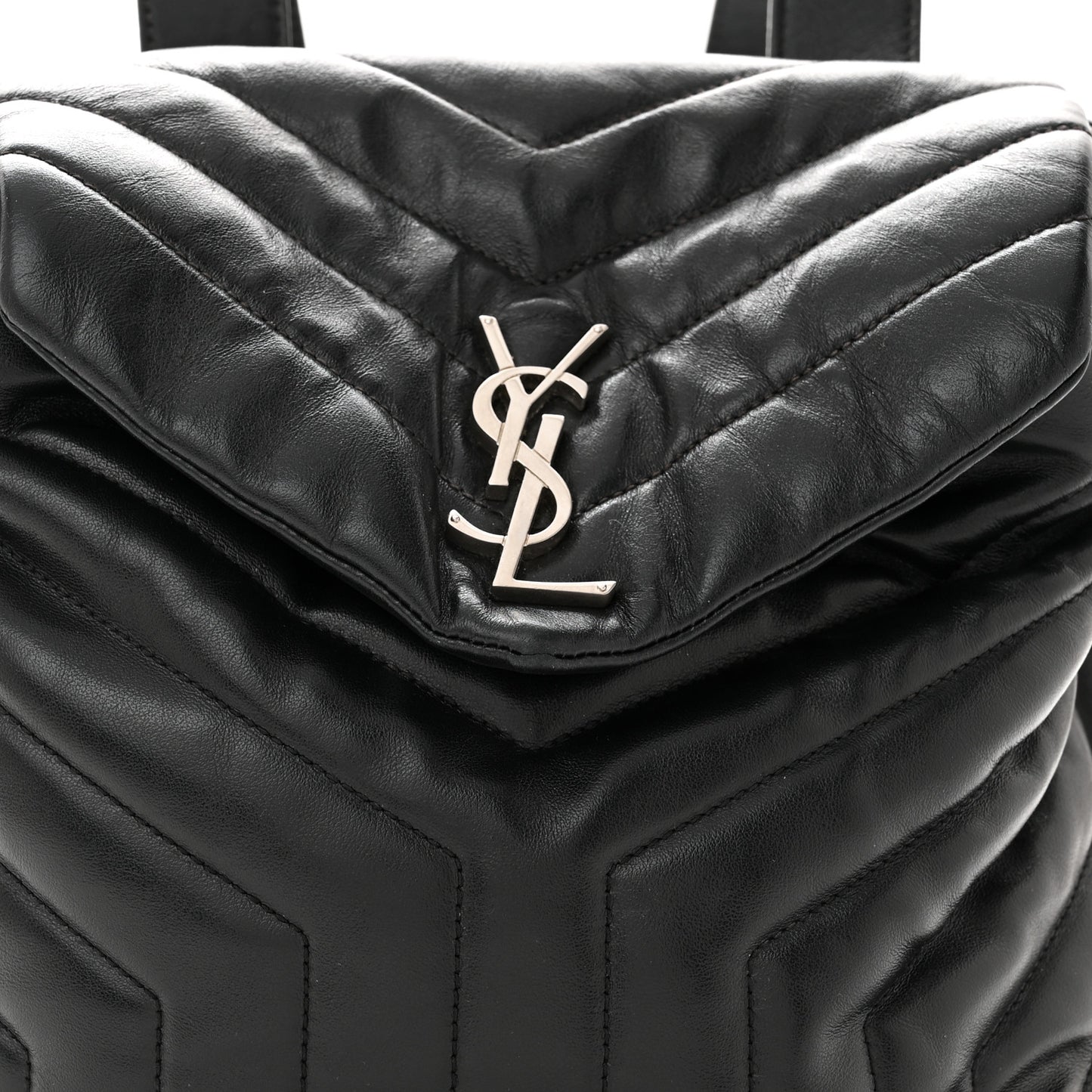 Calfskin Y Quilted Monogram Small Loulou Backpack Black