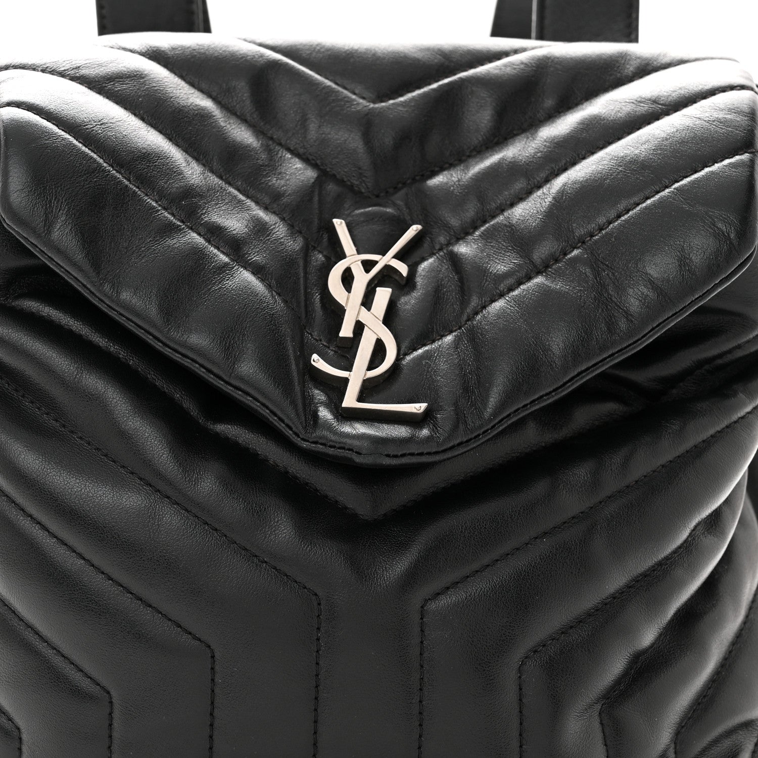 Saint Laurent Calfskin Y Quilted Monogram Small Loulou Backpack Black 8 of 14