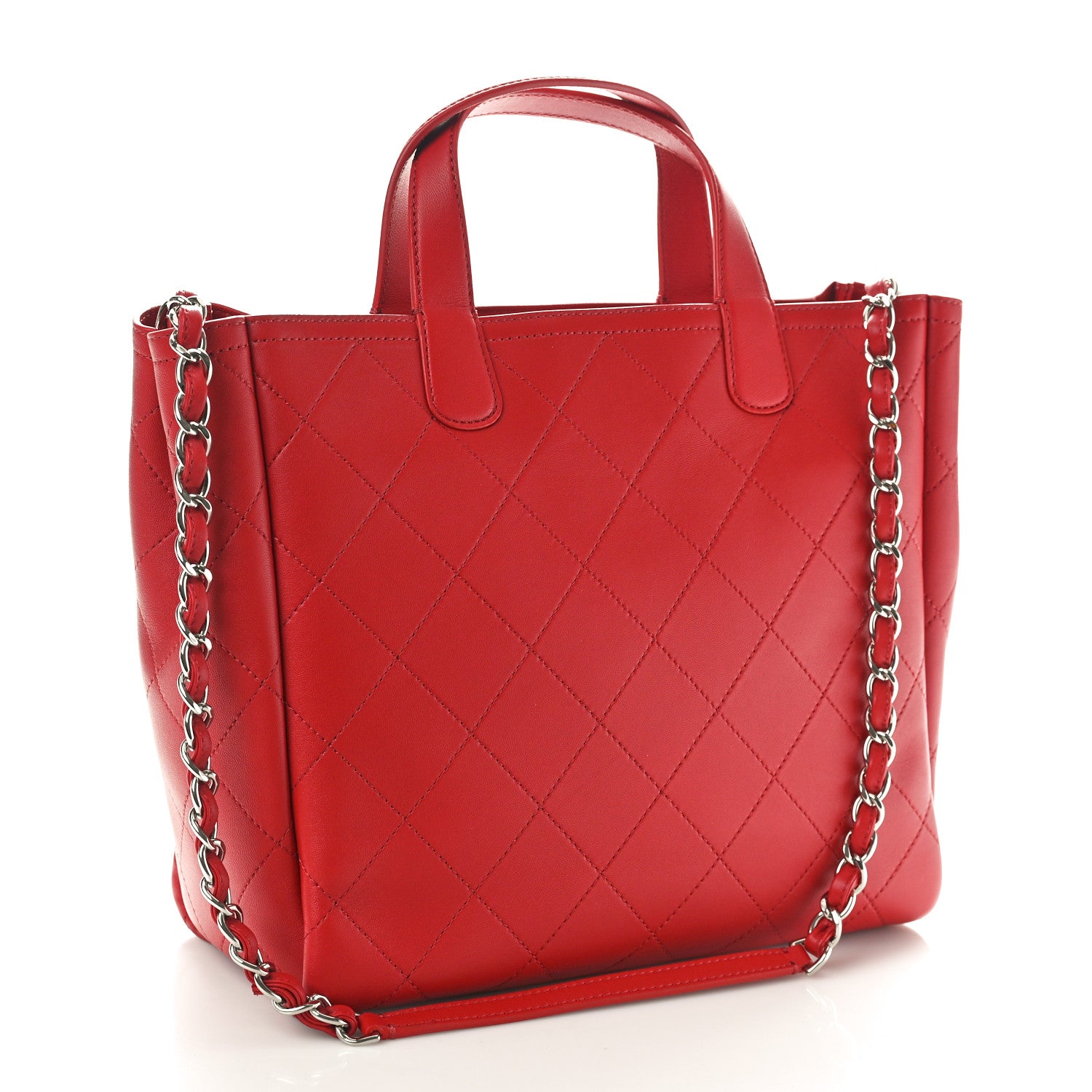 Chanel Bullskin Stitched Medium Shopping Bag Red 3 of 10