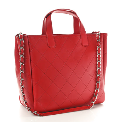 Chanel Bullskin Stitched Medium Shopping Bag Red 3 of 10