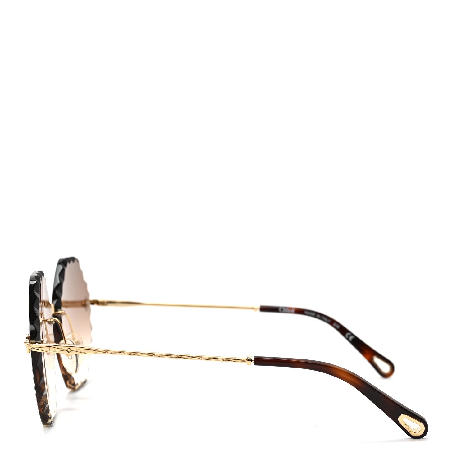 Chloe Rosie Bevelled Round Sunglasses CE143S Gold Gradient Brown 3 of 6