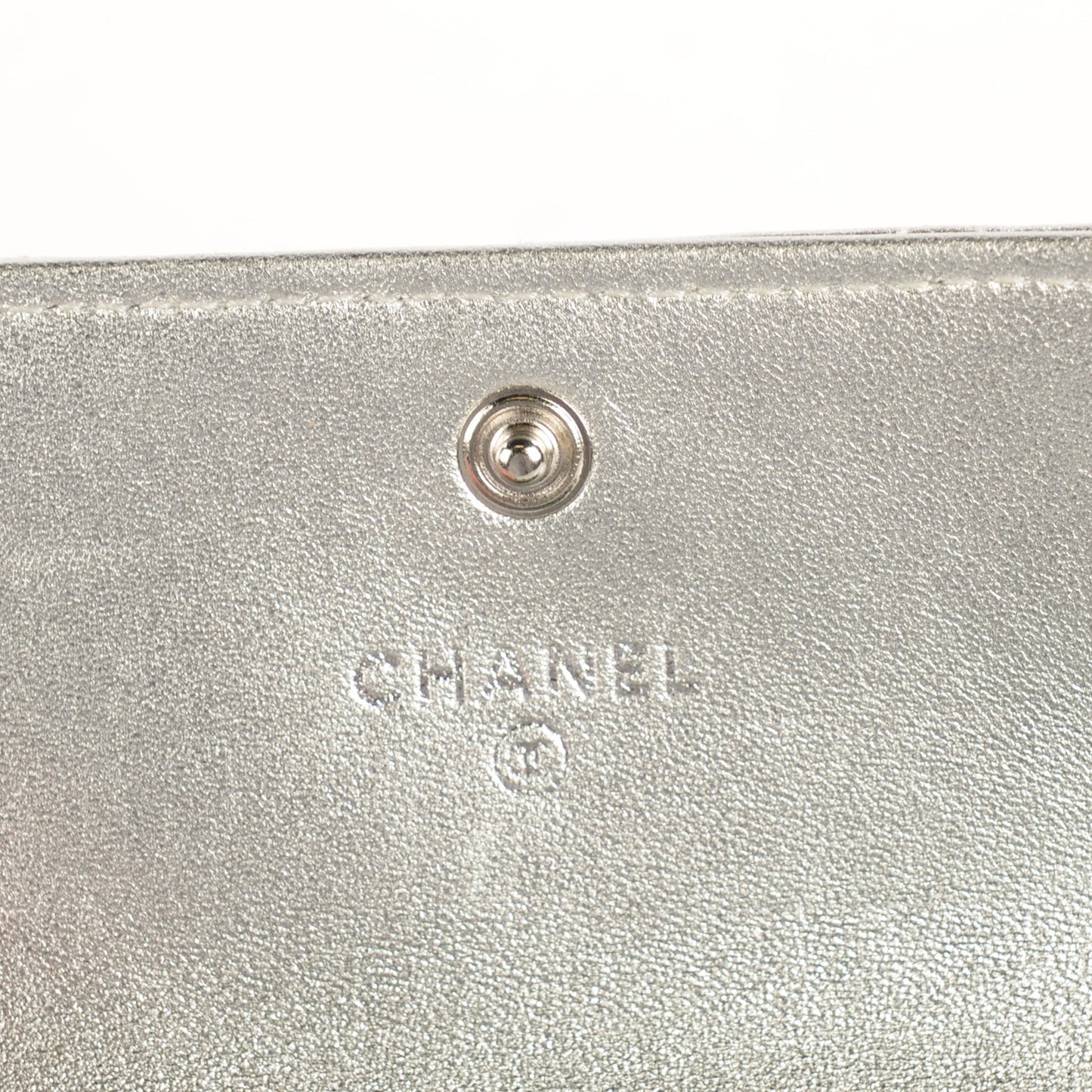 Lambskin Quilted CC Card Holder Silver