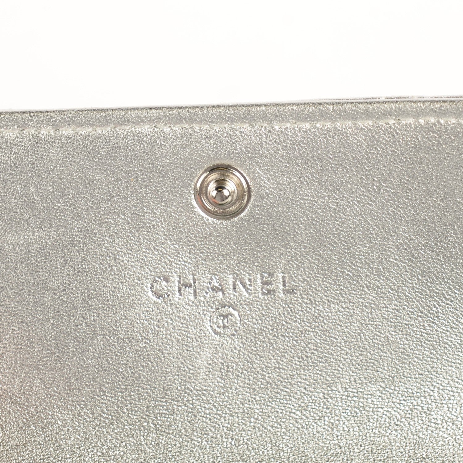 Chanel Lambskin Quilted CC Card Holder Silver 6 of 9