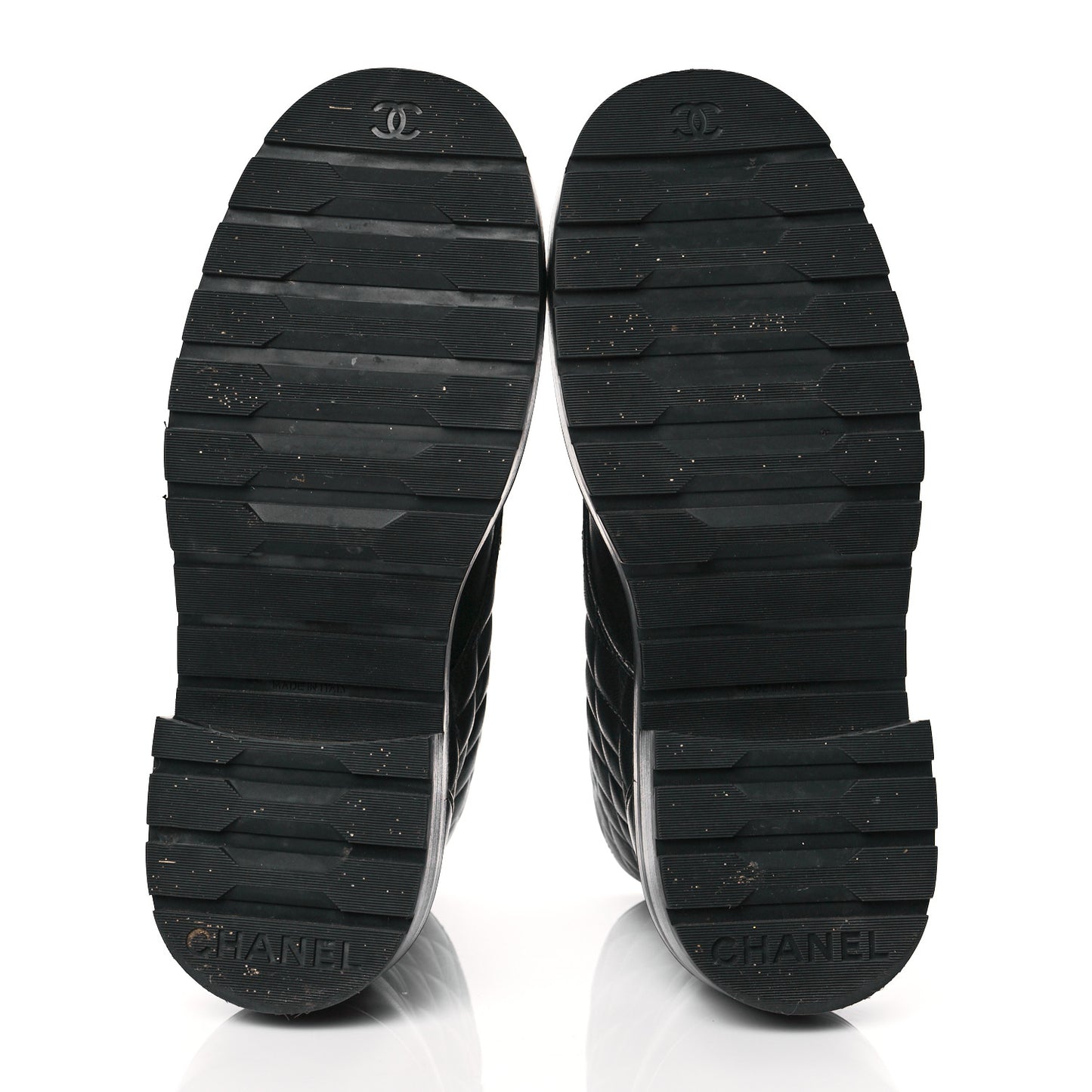Shiny Lambskin Quilted Lace Up Combat Boots 36.5 Black