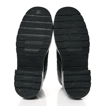 Chanel Shiny Lambskin Quilted Lace Up Combat Boots 36.5 Black 5 of 11