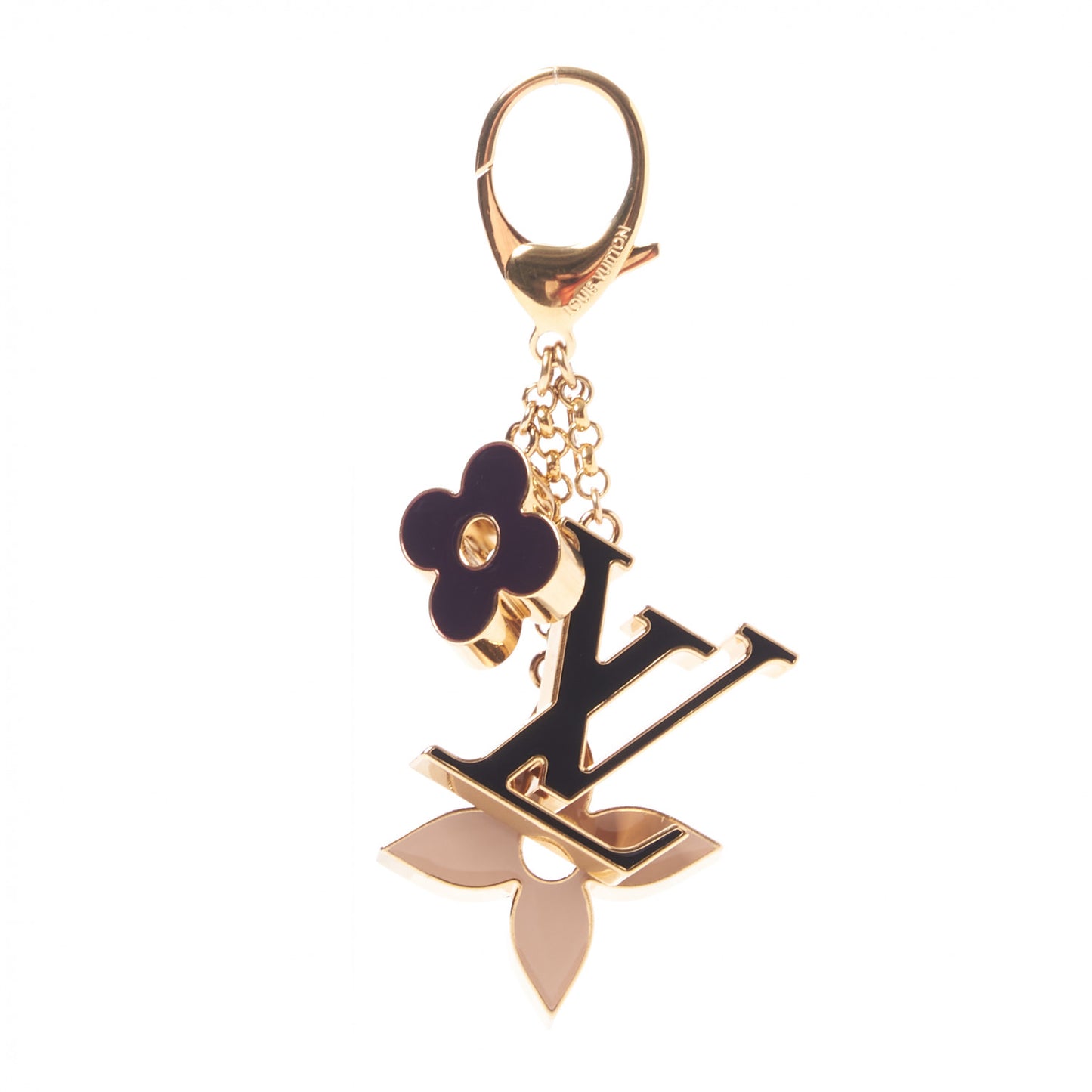 Fleur De Monogram Bag Charm Dore