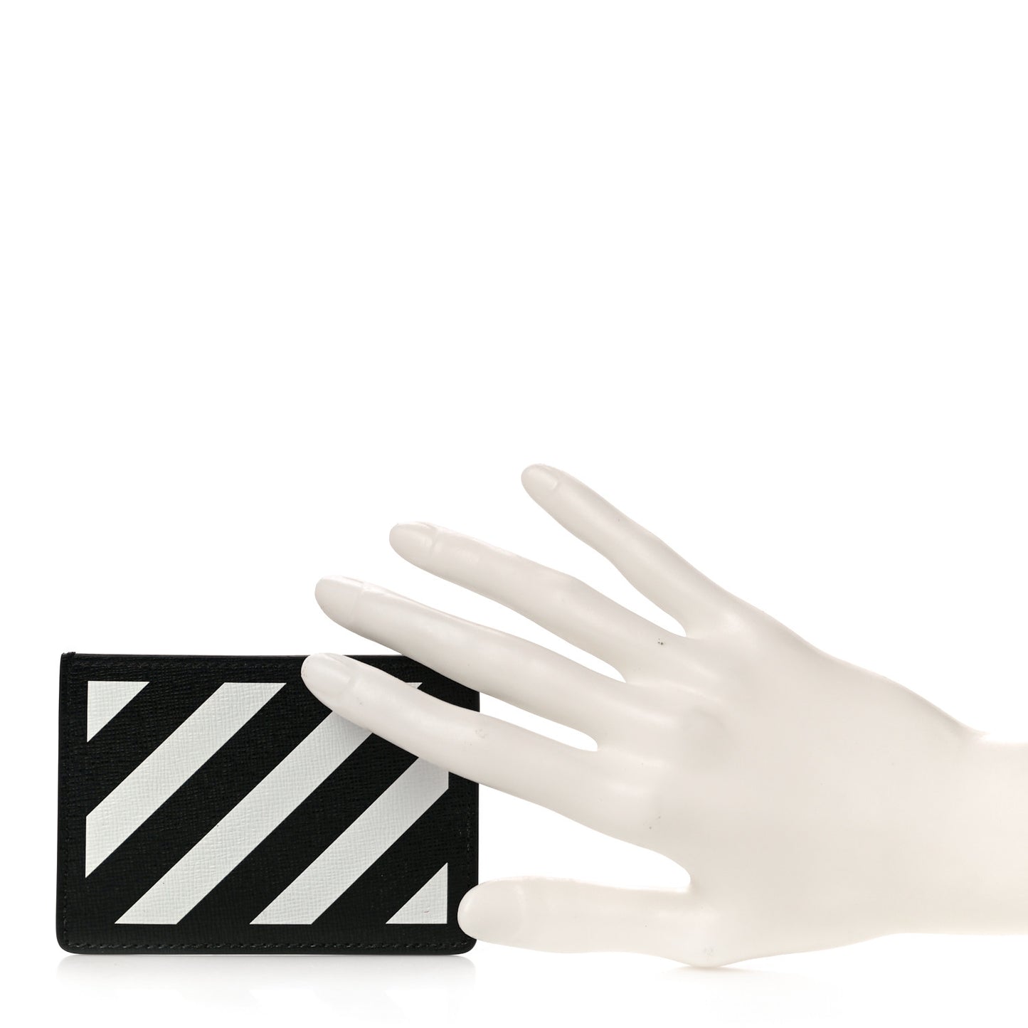Saffiano Striped Diag Card Case Black White