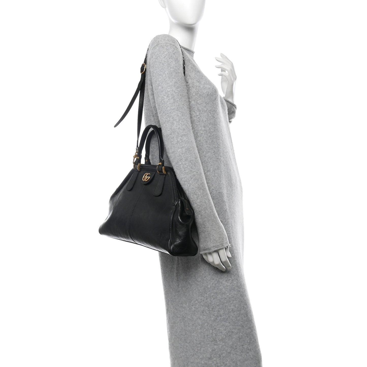 Calfskin Medium Re(Belle) Top Handle Bag Black