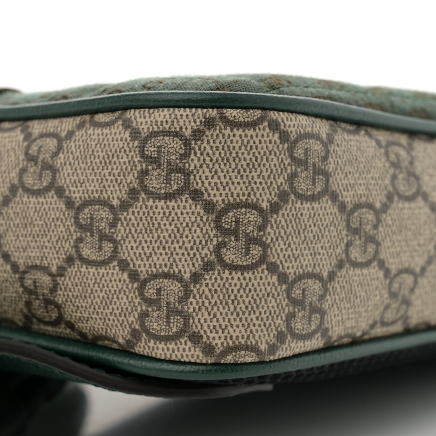 Gucci Monogram GG Mignon Textured Dollar Calfskin GG Supreme Monogram Quilted Mini GG Belt Bag Green Beige Ebony 9 of 12