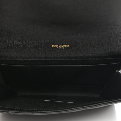 Saint Laurent Grain De Poudre Matelasse Chevron Monogram Envelope Clutch Black 5 of 9
