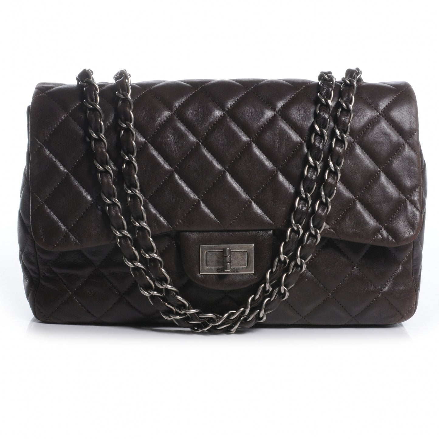 Lambskin Hybrid Reissue Jumbo Flap Dark Brown