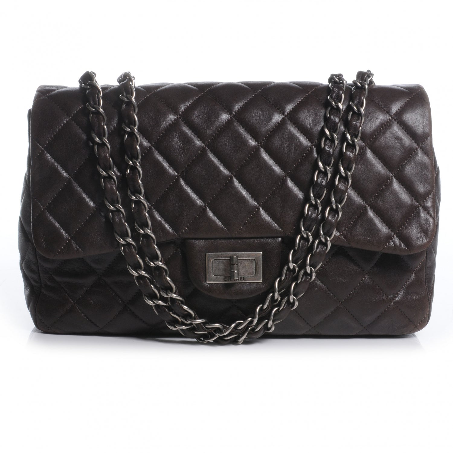 Chanel Lambskin Hybrid Reissue Jumbo Flap Dark Brown 1 of 8
