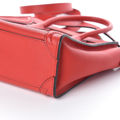 Celine Drummed Calfskin Nano Luggage Coquelicot 10 of 10
