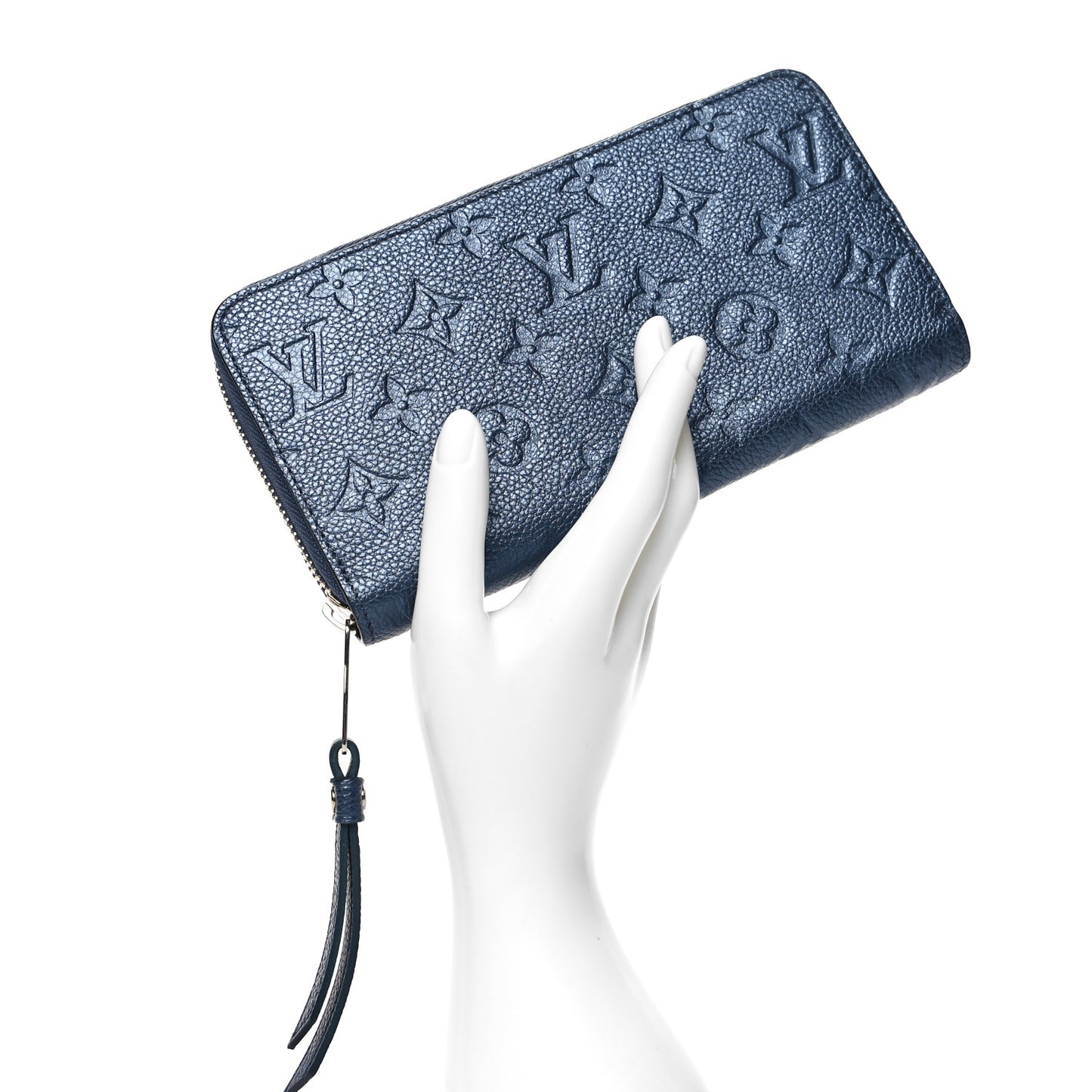 Metallic Empreinte Monogram Zippy Wallet Navy Nacre