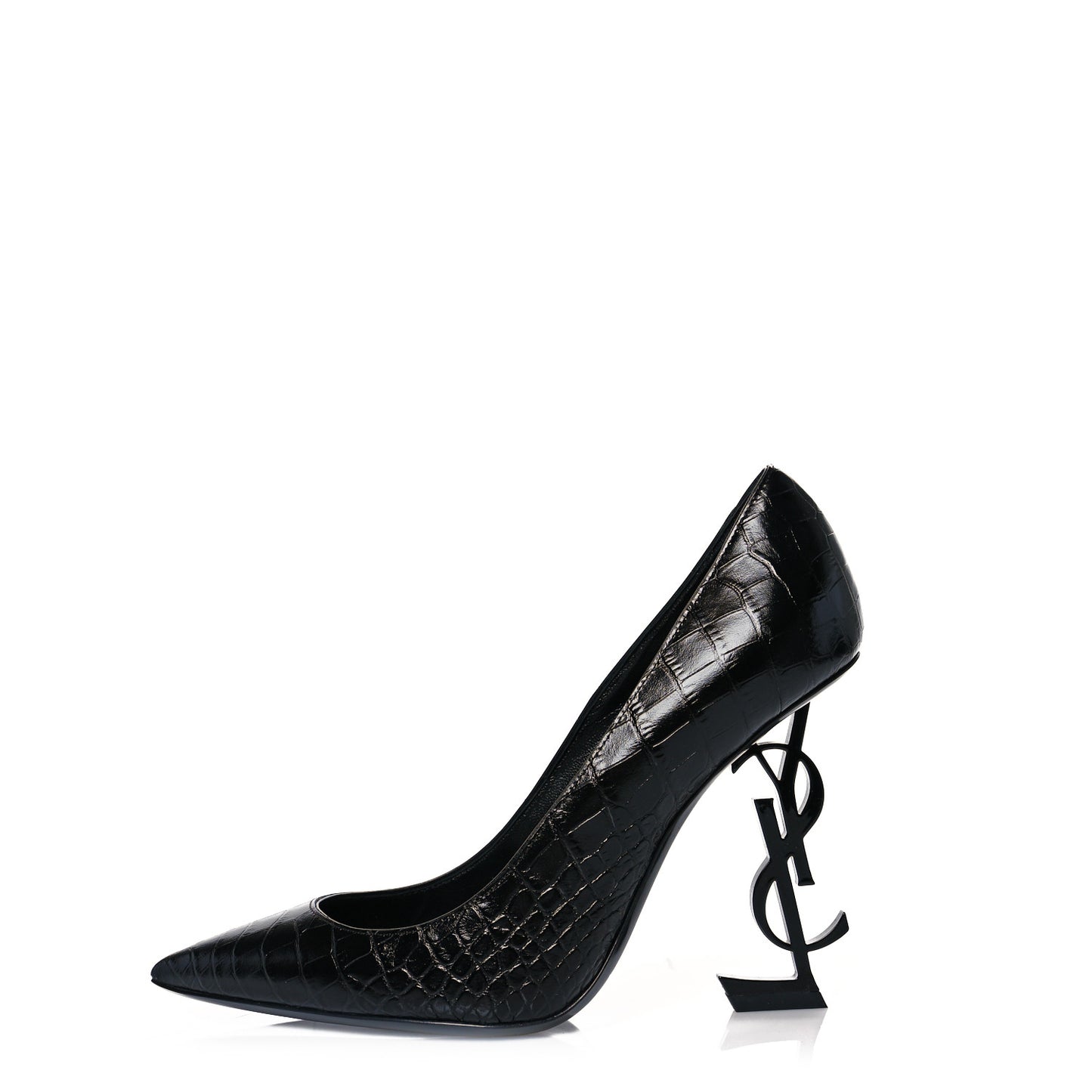 Calfskin Crocodile Embossed Opyum 110 Pumps 38.5 Black