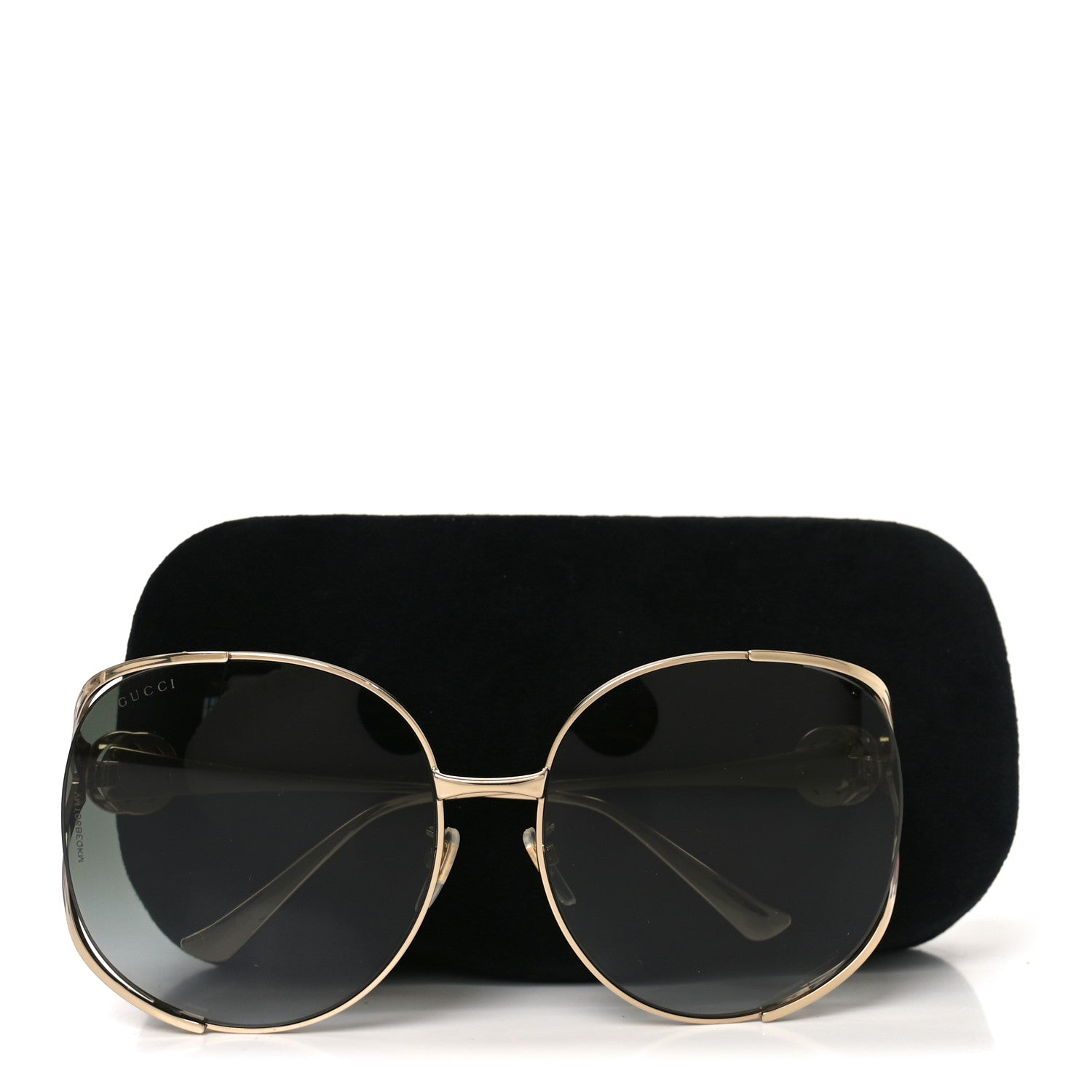 Gucci Metal Oversized Round Frame GG0225S Sunglasses Gold 7 of 7