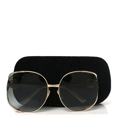 Gucci Metal Oversized Round Frame GG0225S Sunglasses Gold 7 of 7
