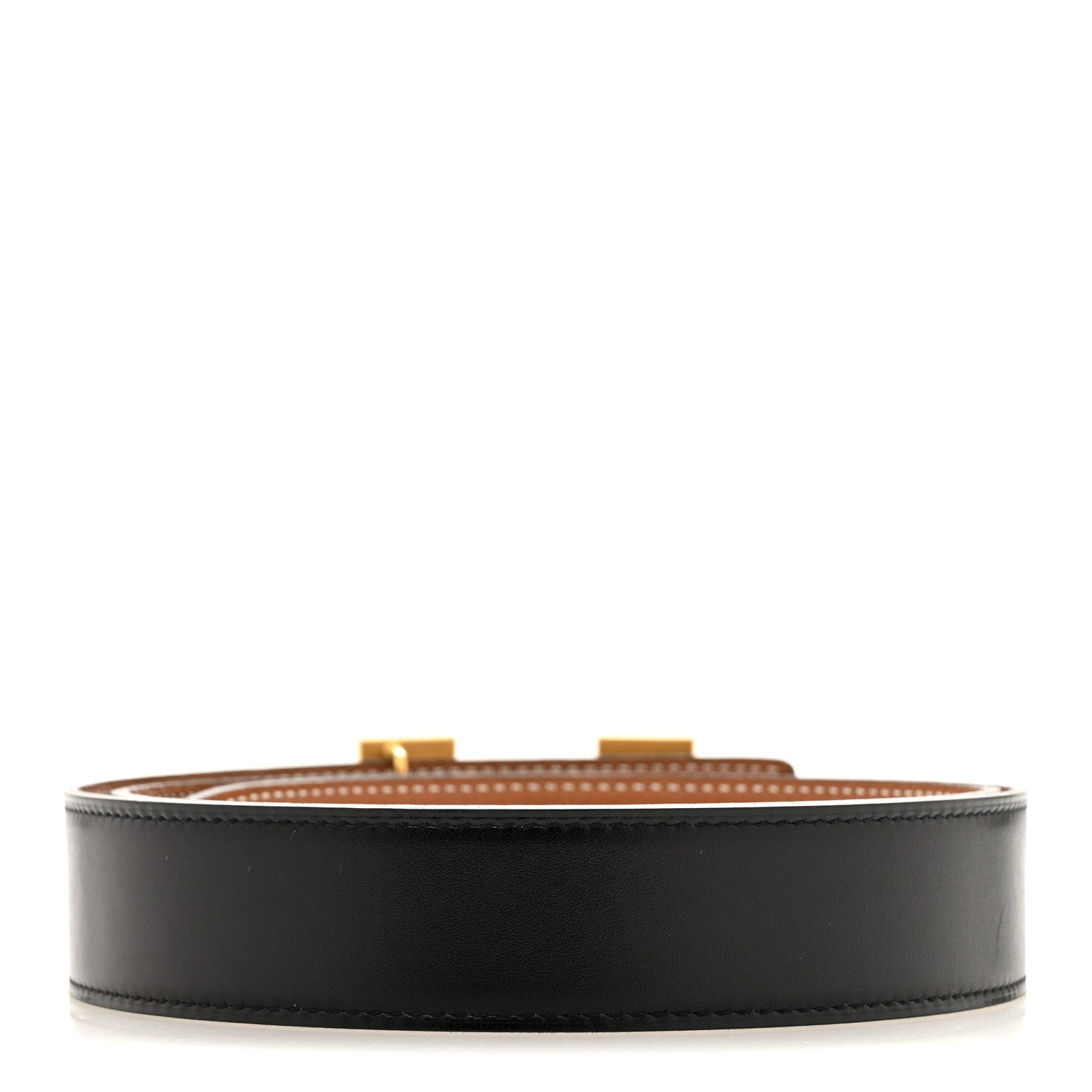 Hermes Togo Box 32mm Calandre H Belt 90 Gold Black 2 of 7