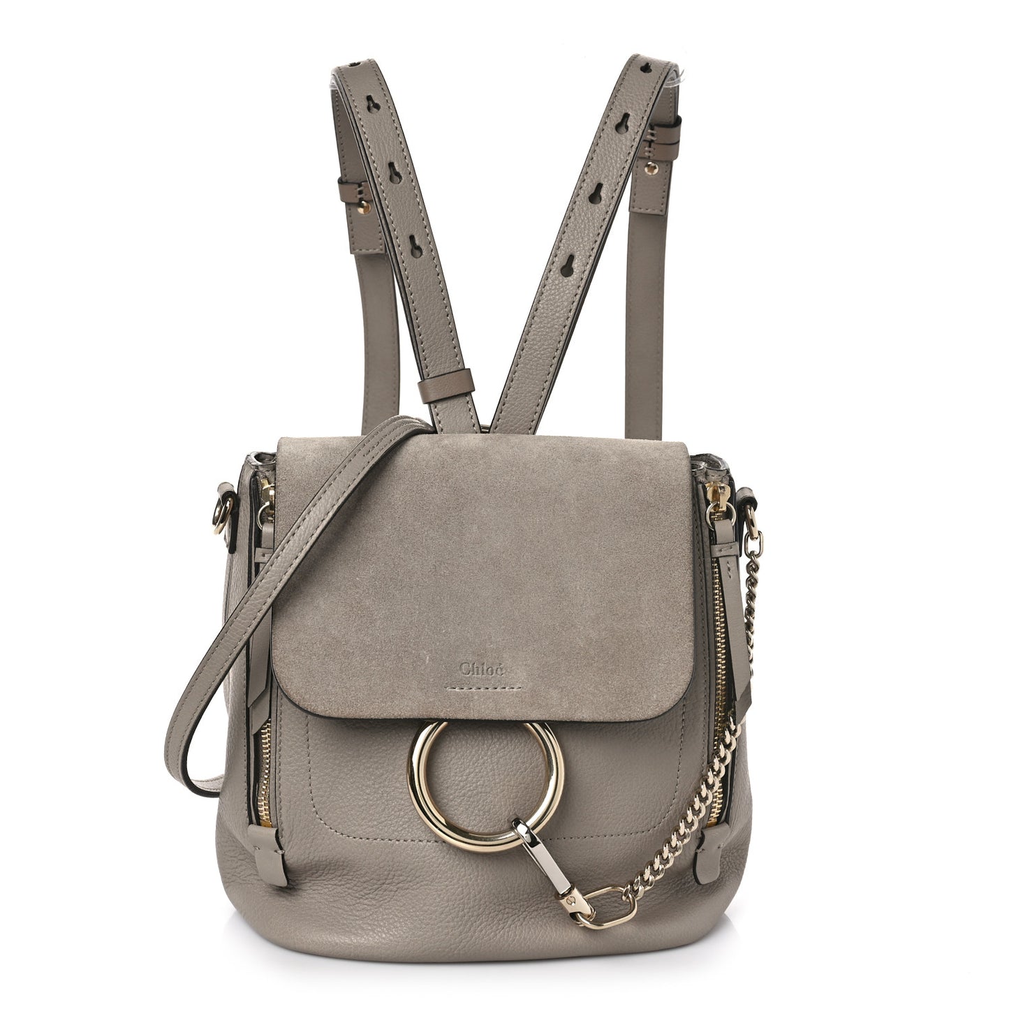 Suede Calfskin Medium Faye Backpack Motty Grey