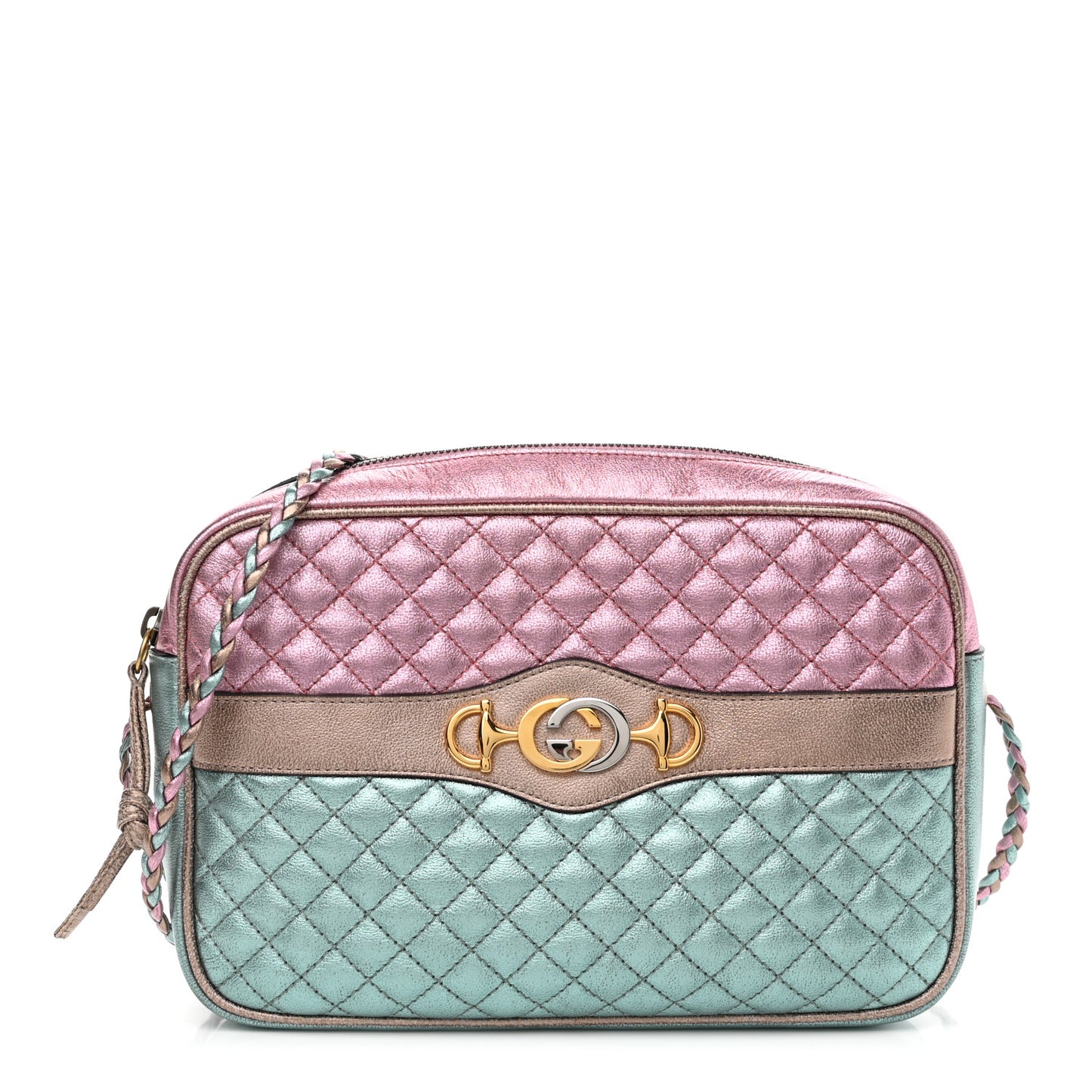 Laminated Nappa Trapuntata Small Zumi Shoulder Bag Rosa Lago Rame