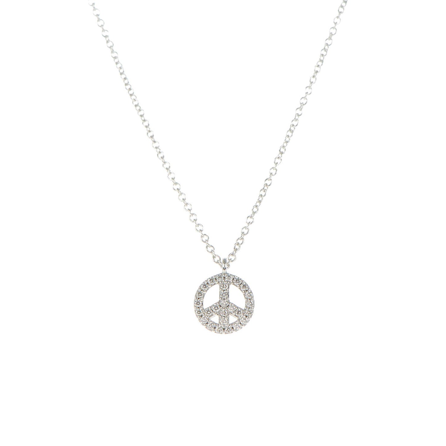 18K White Gold Diamond Metro Peace Pendant Necklace