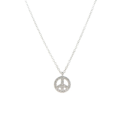 Tiffany 18K White Gold Diamond Metro Peace Pendant Necklace 3 of 6