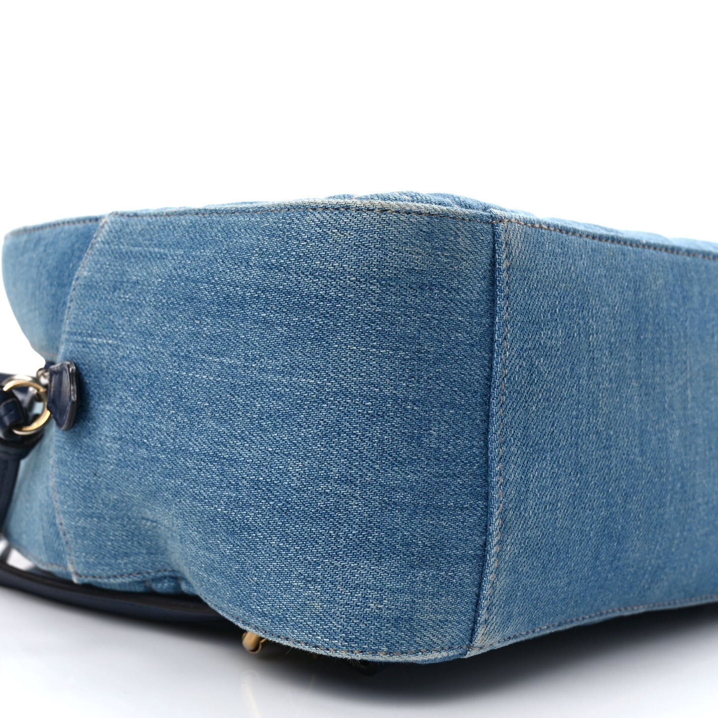 Kura Denim Matelasse Cubic Pearl Studded GG Marmont Dome Backpack Blue