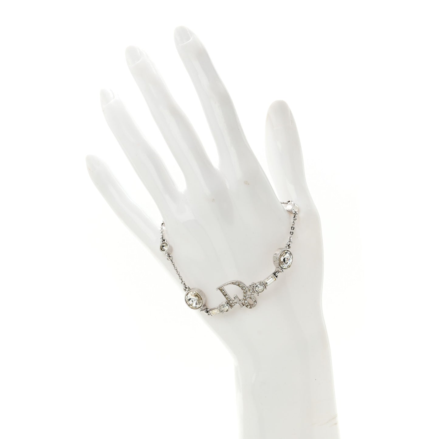 Metal Crystal Logo Bracelet Silver