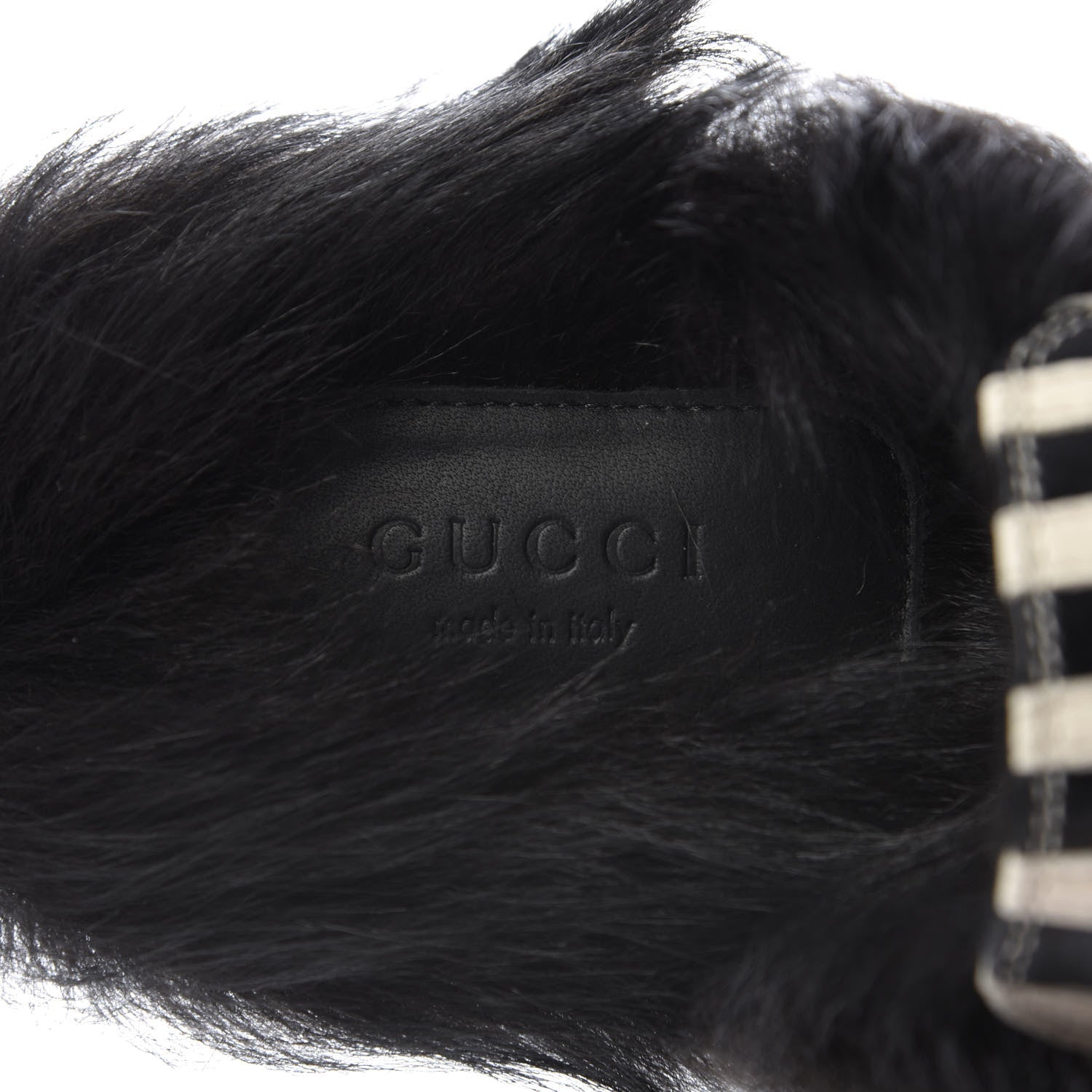 Gucci Malaga Kid Fur Zebra Inlay Womens Princetown Slippers 37 Mystic White Black 8 of 9