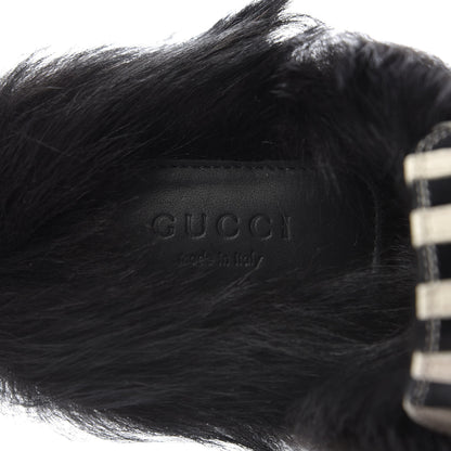 Gucci Malaga Kid Fur Zebra Inlay Womens Princetown Slippers 37 Mystic White Black 8 of 9