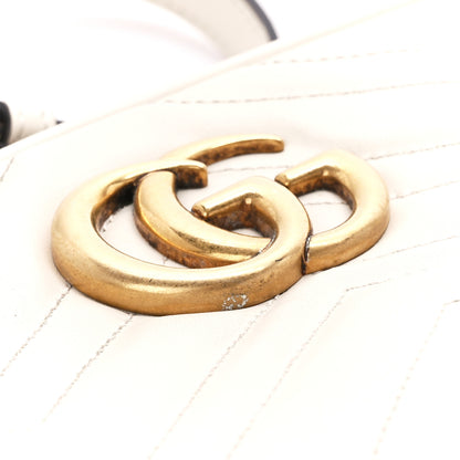 Gucci Calfskin Matelasse Small GG Marmont Chain Shoulder Bag White 12 of 13