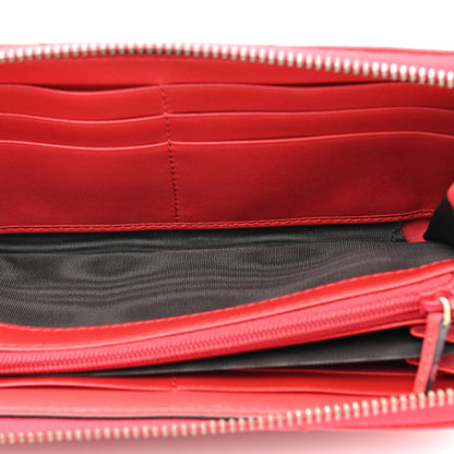 Gucci Calfskin Matelasse GG Marmont Zip Around Wallet Hibiscus Red Hibiscus Red 4 of 9