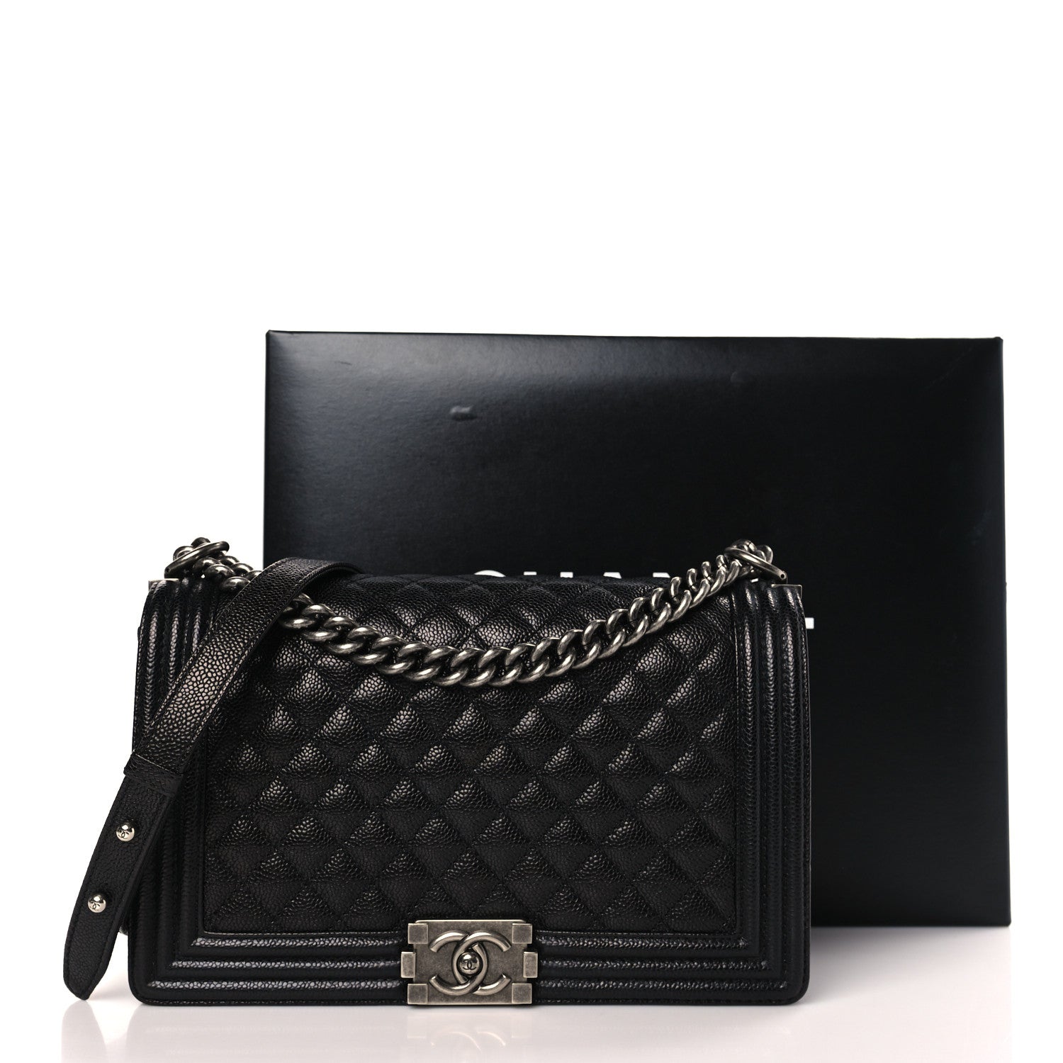 Chanel Caviar Quilted New Medium Boy Flap Black 9 of 9