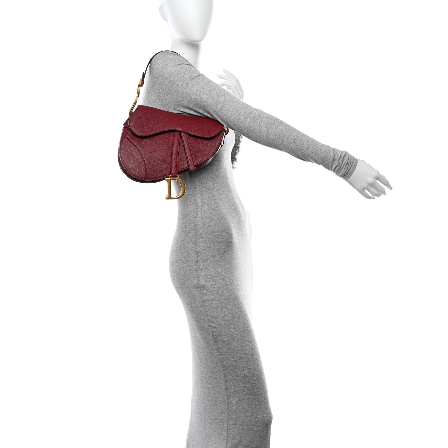 Christian Dior Grained Calfskin Saddle Bag Red 2 of 10