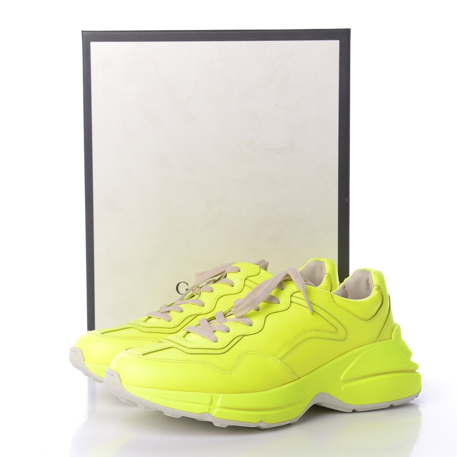 Gucci Calfskin Mens Rhyton Sneakers 10 Yellow Fluo 9 of 9