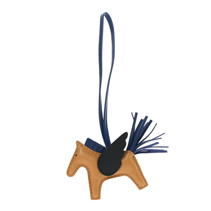 Hermes Milo Lambskin Grigri Rodeo Pegase Horse Bag Charm PM Sesame Black Bleu Saphir 1 of 5