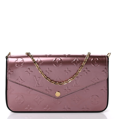 Louis Vuitton Vernis Pochette Felicie Chain Wallet Metallic Pale Pink 3 of 9
