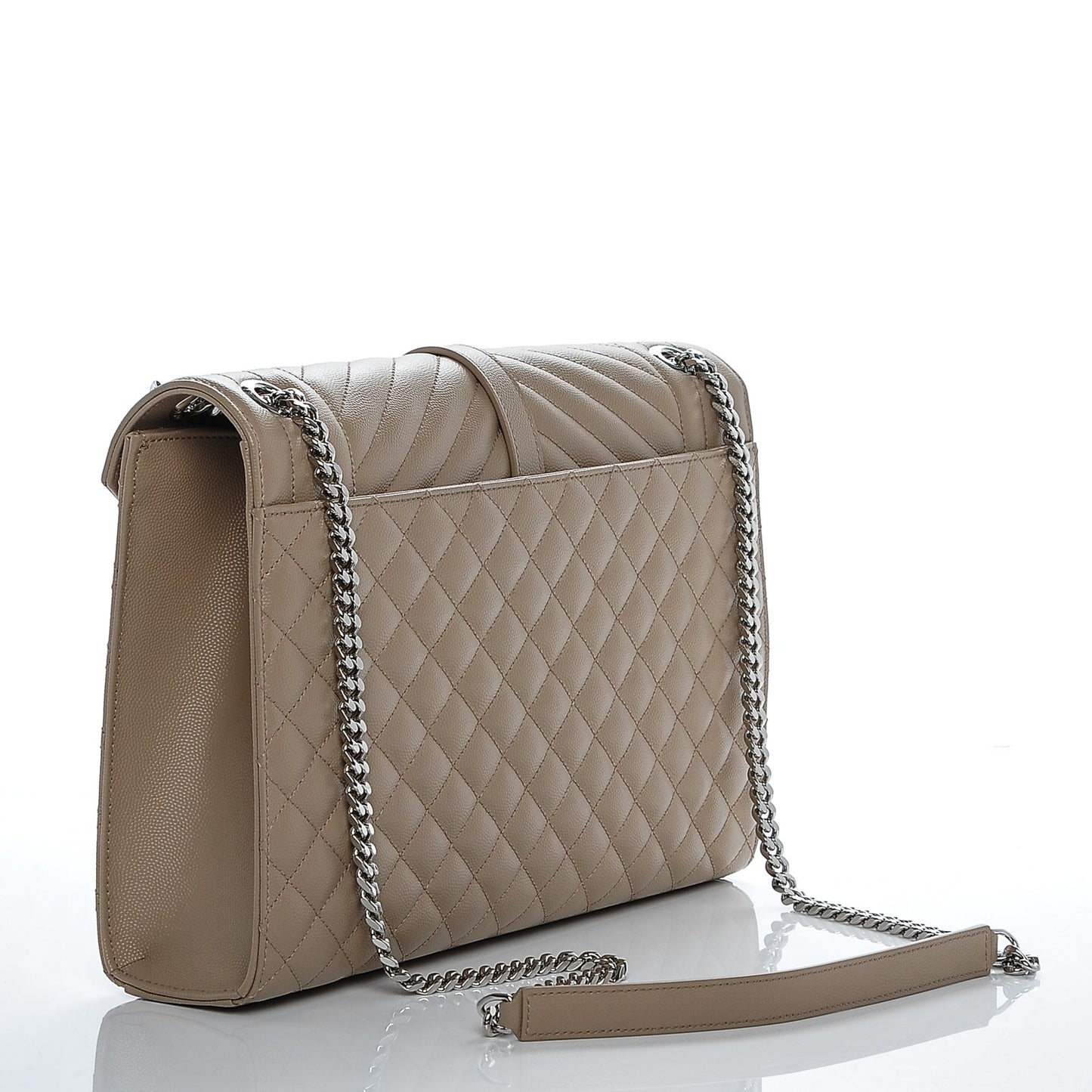 Grain De Poudre Large Tri-Quilt Monogram Satchel Dark Beige