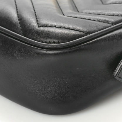 Gucci Calfskin Matelasse Mini GG Marmont Chain Shoulder Bag Black 11 of 17