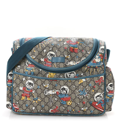 Gucci GG Supreme Monogram Space Cats Diaper Bag Turquoise 1 of 11