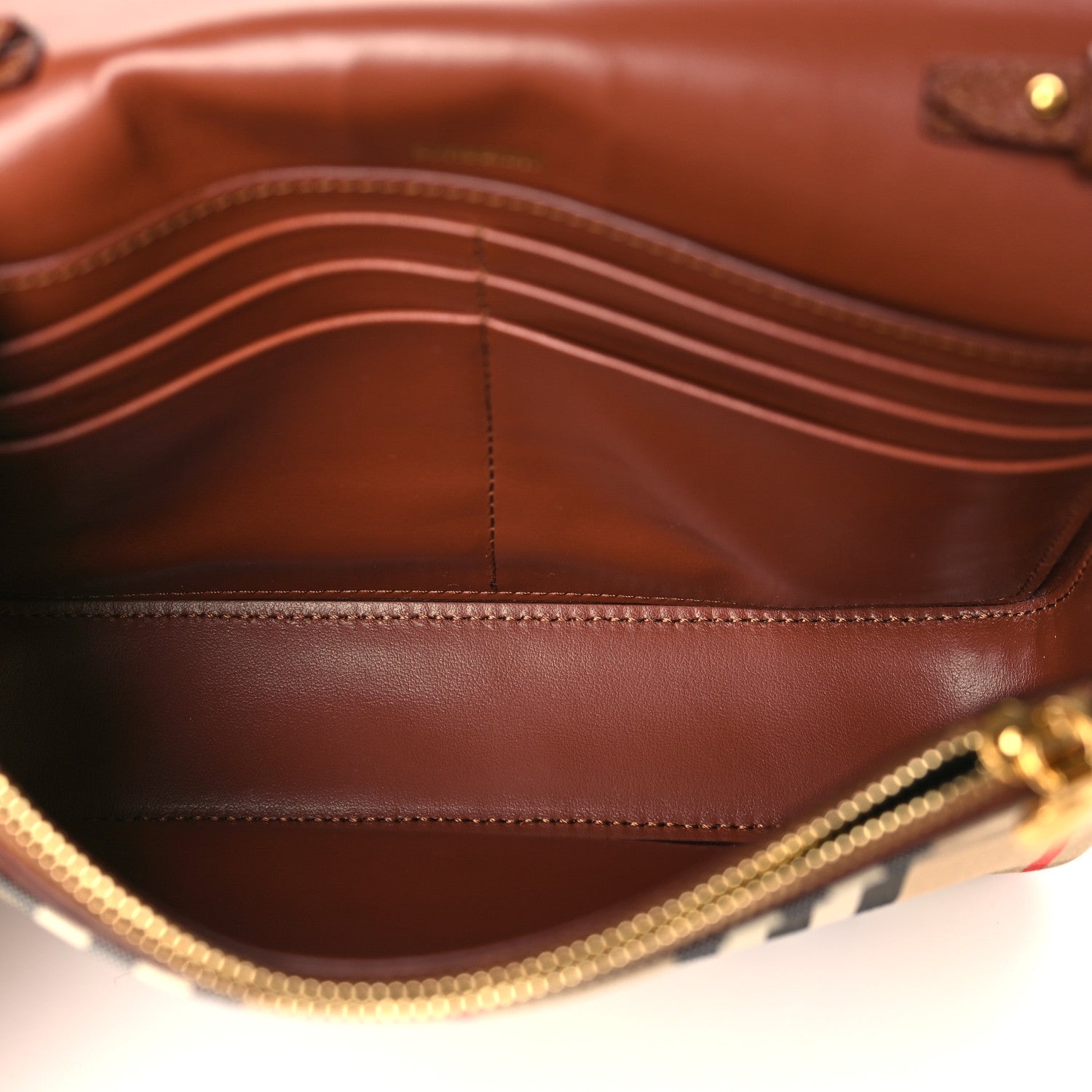 Burberry Calfskin Mini Vintage Check Note Bag Tan 5 of 8