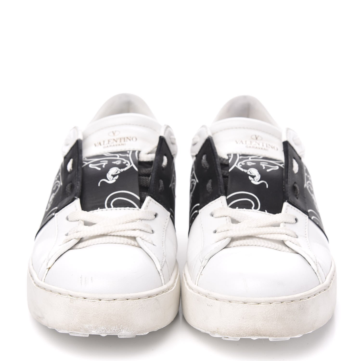 Valentino Garavani Calfskin Panther Womens Rockstud Open Sneakers 39 White 2 of 9