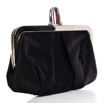 Christian Louboutin Satin Crystal Loubi Lula Frame Pouch Black 3 of 12