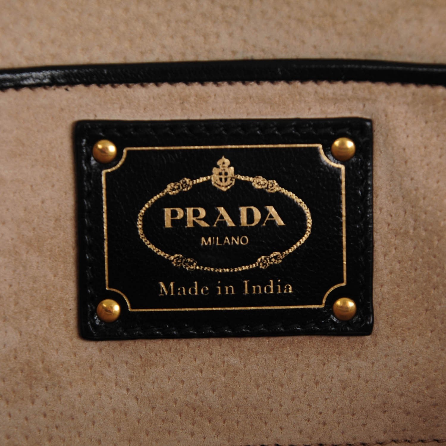 Prada Goatskin Woven Large Tote Moro Black 6 of 7