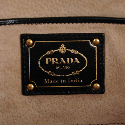 Prada Goatskin Woven Large Tote Moro Black 6 of 7