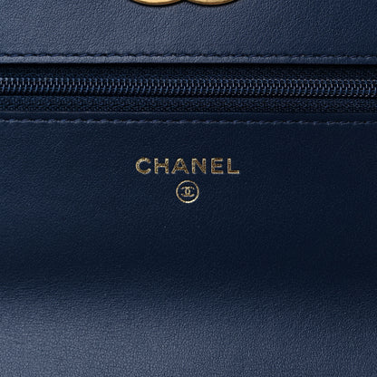 Chanel Tweed Quilted Chanel 19 Wallet On Chain WOC Blue White Navy Blue 6 of 11
