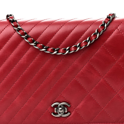 Chanel Glazed Calfskin Quilted Coco Boy Wallet On Chain WOC Red 9 of 11